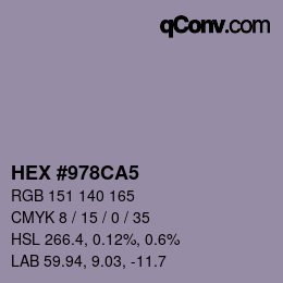 カラーコード: HEX #978CA5 | qconv.com