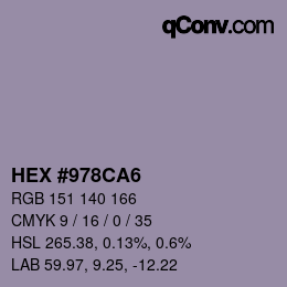 颜色代码: HEX #978CA6 | qconv.com