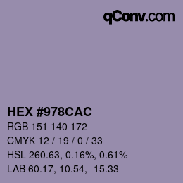 Color code: HEX #978CAC | qconv.com