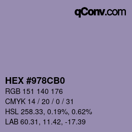 カラーコード: HEX #978CB0 | qconv.com