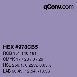 カラーコード: HEX #978CB5 | qconv.com