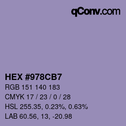 颜色代码: HEX #978CB7 | qconv.com