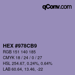 カラーコード: HEX #978CB9 | qconv.com