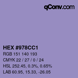 颜色代码: HEX #978CC1 | qconv.com