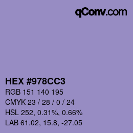 カラーコード: HEX #978CC3 | qconv.com