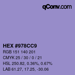 Color code: HEX #978CC9 | qconv.com