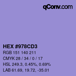 Color code: HEX #978CD3 | qconv.com