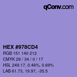 颜色代码: HEX #978CD4 | qconv.com