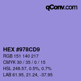 カラーコード: HEX #978CD9 | qconv.com