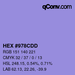 Color code: HEX #978CDD | qconv.com