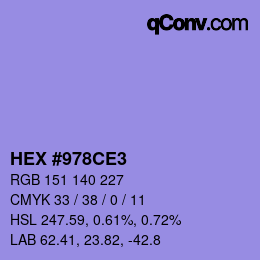 Color code: HEX #978CE3 | qconv.com