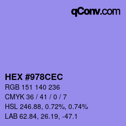 カラーコード: HEX #978CEC | qconv.com