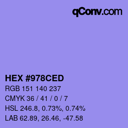 Color code: HEX #978CED | qconv.com