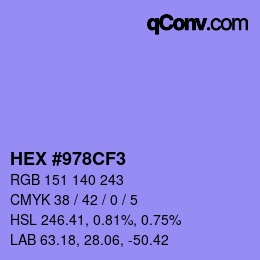 颜色代码: HEX #978CF3 | qconv.com