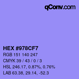 Color code: HEX #978CF7 | qconv.com