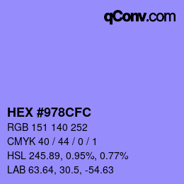カラーコード: HEX #978CFC | qconv.com