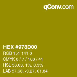 颜色代码: HEX #978D00 | qconv.com