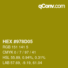 カラーコード: HEX #978D05 | qconv.com