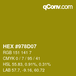 颜色代码: HEX #978D07 | qconv.com