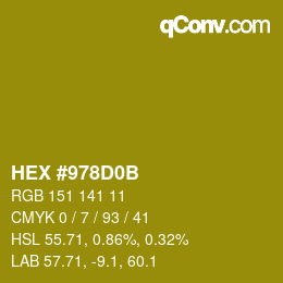 カラーコード: HEX #978D0B | qconv.com