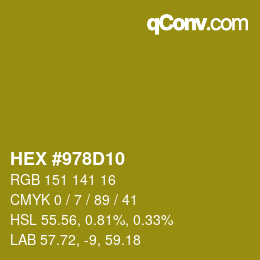 カラーコード: HEX #978D10 | qconv.com