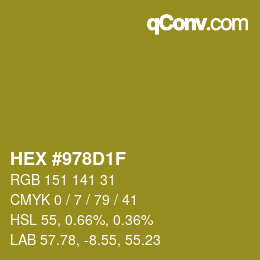 カラーコード: HEX #978D1F | qconv.com