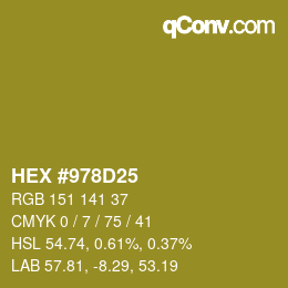 カラーコード: HEX #978D25 | qconv.com