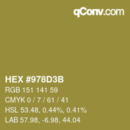 颜色代码: HEX #978D3B | qconv.com