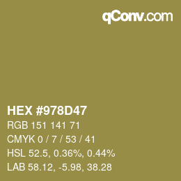 カラーコード: HEX #978D47 | qconv.com