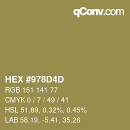 カラーコード: HEX #978D4D | qconv.com