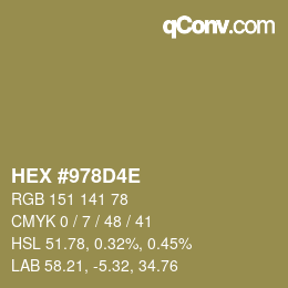 Farbcode: HEX #978D4E | qconv.com