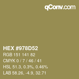 カラーコード: HEX #978D52 | qconv.com