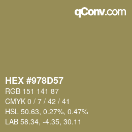 カラーコード: HEX #978D57 | qconv.com