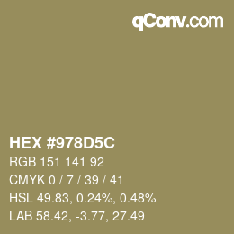 カラーコード: HEX #978D5C | qconv.com
