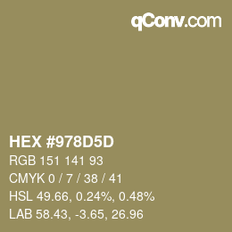 Color code: HEX #978D5D | qconv.com