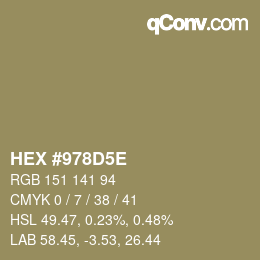 Código de color: HEX #978D5E | qconv.com
