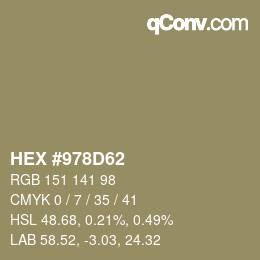 カラーコード: HEX #978D62 | qconv.com