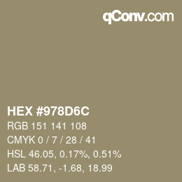 カラーコード: HEX #978D6C | qconv.com