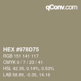 カラーコード: HEX #978D75 | qconv.com