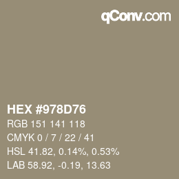 Color code: HEX #978D76 | qconv.com