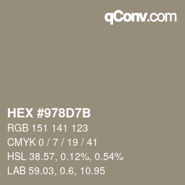 Color code: HEX #978D7B | qconv.com