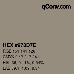 カラーコード: HEX #978D7E | qconv.com