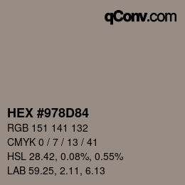カラーコード: HEX #978D84 | qconv.com
