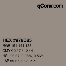 Color code: HEX #978D85 | qconv.com