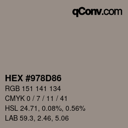 Color code: HEX #978D86 | qconv.com