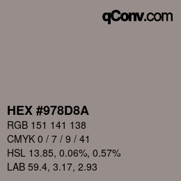 カラーコード: HEX #978D8A | qconv.com