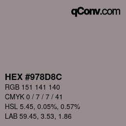Color code: HEX #978D8C | qconv.com