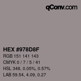 Color code: HEX #978D8F | qconv.com