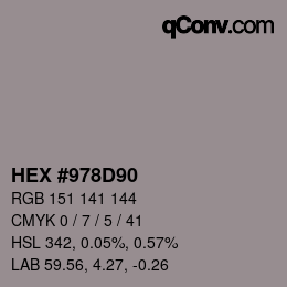 颜色代码: HEX #978D90 | qconv.com