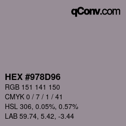 颜色代码: HEX #978D96 | qconv.com